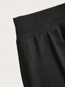 SHEIN EZwear Women's Spider Print Long Flare Skinny Leggings, Suitable For Spring And Autumn Suitable For Going Out Women's Sportswear - Black - View 4