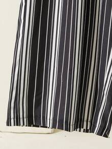 EMERY ROSE 大码春夏休闲纯色蝙蝠袖衬衫和条纹阔腿裤两件套 - 彩色 - 查看 6