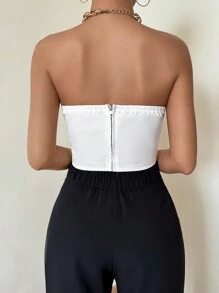 Firerie 女士夏季不对称紧身露肩上衣，适合日常生活、通勤、约会和音乐节 - 白色 - 查看 2