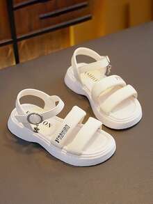 2024年夏季新款女童涼鞋兒童時尚公主平底防滑軟底大童沙灘鞋 - 米色 - 查看 2