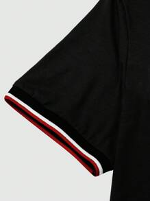 Manfinity Homme 男士加大码条纹短袖休闲 Polo 衫，适合夏季通勤、外出