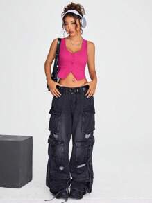 Coolane Bright Pink Suit Vest Jacket - Pink - View 6