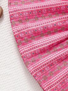 Infant Girls'  Print Puff Sleeve Dress For Daily Wear In Summer