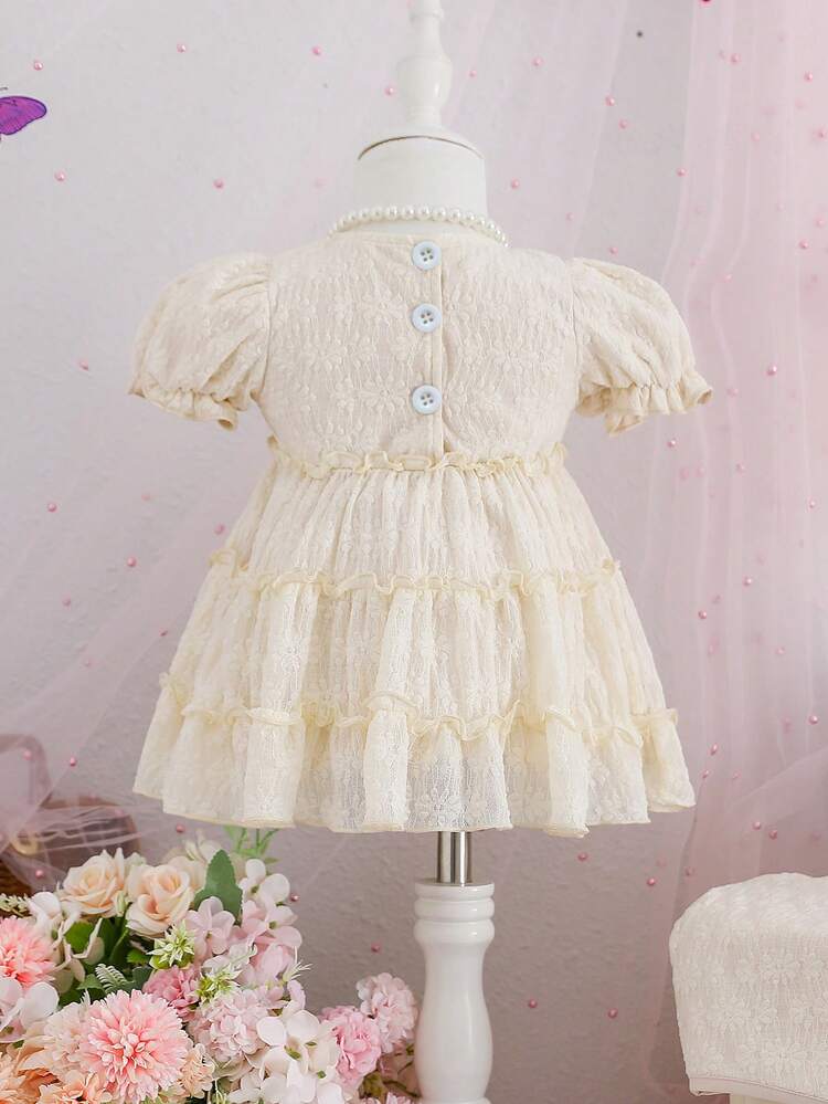 Baby Girl Dress And Hat Jacquard Elegant Sweet French Style Vintage Flare Dress