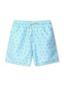 Surfspeed Bermudas de playa para hombres con cintura ajustable y estampado - Azul menta - Ver 3