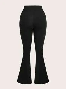 SHEIN EZwear Women's Spider Print Long Flare Skinny Leggings, Suitable For Spring And Autumn Suitable For Going Out Women's Sportswear - Black - View 2