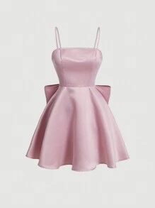 SHEIN MOD Plus Size Women's Pink Halter Dress With Bowknot Decoration And Back Cut-Out Design,Birthday Dresses For Women - Pink - View 5