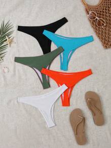 SHEIN Swim Summer Beach Solid Color Bikini Bottom For Vacation - Multicolor - View 6