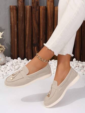 Zapatos planos cómodos y versátiles tipo slip-on para mujer de otoño/invierno