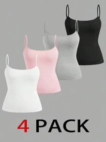 SHEIN Essnce Plus Size Women's Summer Fashion New Style Casual Commuting Elegant Young Hawaiian Mother Day Women Tops Multi-Pack 4 Pieces Women's T-Shirt Vests - Multicolor - View 1