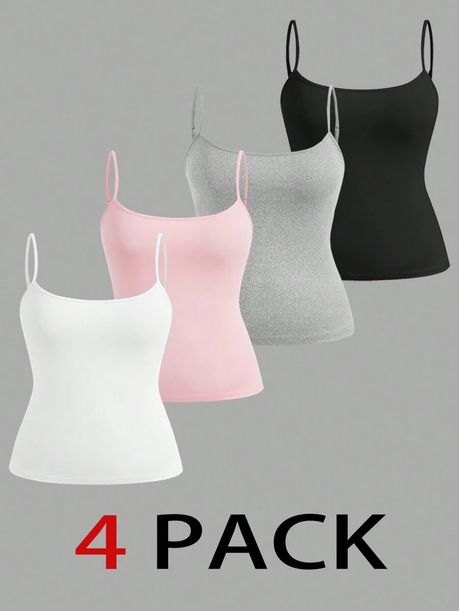 SHEIN Essnce Plus Size Women's Summer Fashion New Style Casual Commuting Elegant Young Hawaiian Mother Day Women Tops Multi-Pack 4 Pieces Women's T-Shirt Vests - Multicolor - View 1