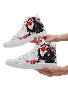 Zapatos de lona impresos japoneses Sakur Samurai para hombre, de gran tamaño, altos, transpirables y livianos, adecuados para exteriores - Multicolor - Ver 9