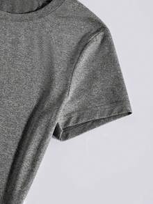 SHEIN LUNE Áo thun tay ngắn cổ tròn họa tiết hoa đầu lâu thông thường - Màu xám đen - Xem 4