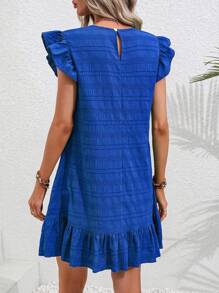 Breezaya Robe simple de couleur unie pour femmes avec décoration en dentelle