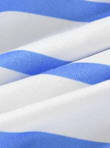 SHEIN Conjunto de 2 piezas de top de tirantes a rayas para niñas adolescentes - Azul y blanco - View 5