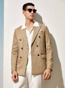 AKNOTIC Business Casual Linen Summer Men's Woven Business Blazer, For Fall Winter