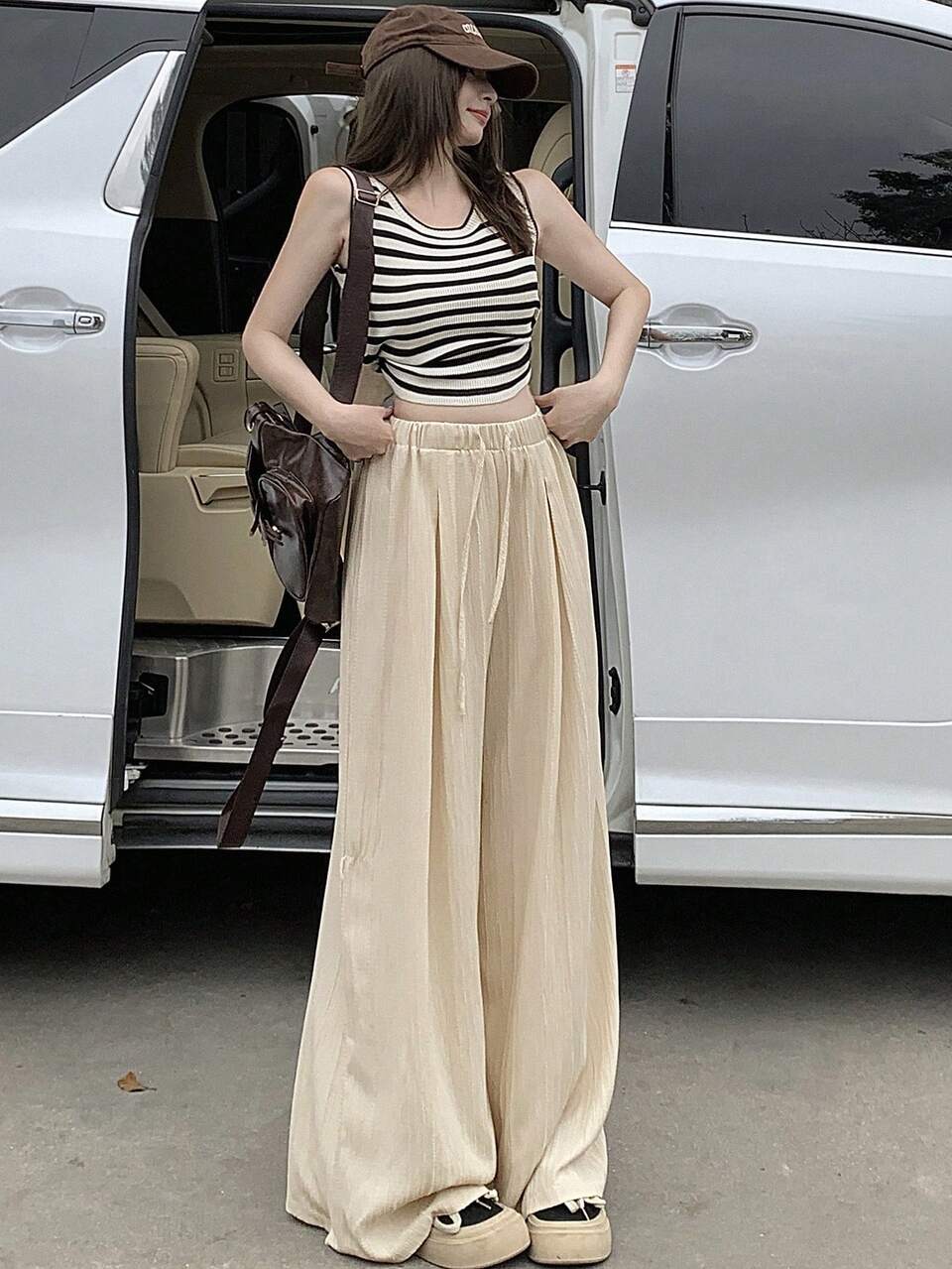 Women Stylish Solid Color Loose Wide-Leg Casual Pants Trousers