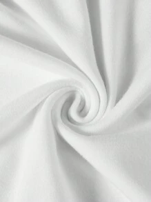 SHEIN BASICS Kích thước lớn Của phụ nữ Màu thuần Ngắn tay Giải trí Áo thun Với Tròn Đường viền cổ áo Chi tiết - trắng - Xem 4