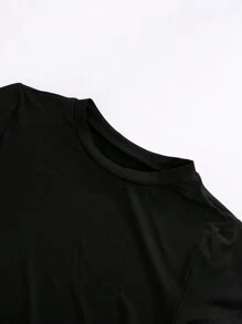 INAWLY Conjunto de dos piezas de unicolor para mujer de uso diario, elegante y sencillo - Negro - Ver 4