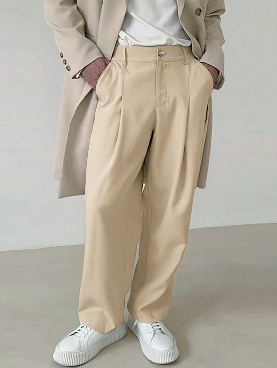 Claim Dot 男士時尚純色寬鬆直筒休閒褲