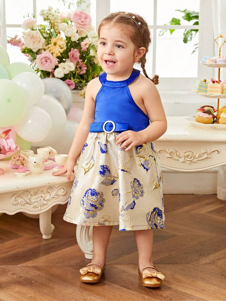 Baby Girl Elegant, Cute, Gorgeous Floral Fabric Strap Dress, Perfect For Spring/Summer Parties