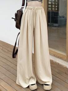 DAZY Women Stylish Solid Color Loose Wide-Leg Casual Pants Trousers