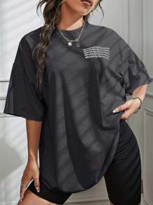 Lunelith SHEIN Lunessa Women Summer Loose Fit Drop Shoulder Short Sleeve Casual T-Shirt With Letter Print And Round Neck Abcdefghijklmnopqrs Abcdefghijklmnopqrs Abcdefghijklmnopqrs Abcdefghijklmnopqrs