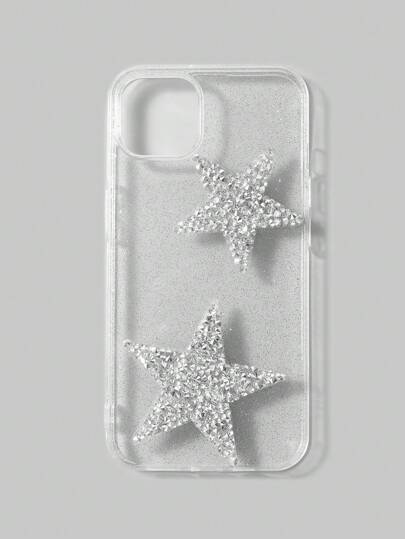 ROMWE Grunge Punk 1 pcs Custodia per telefono con brillantini a forma di stella 3D incrostati di strass compatibile con Apple Iphones 11, 12, 13, 14, 15 Pro Max