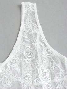 SHEIN Unity 女性夏季全色系統花卉蕾絲無袖連衣裙 - 白色 - 查看 3
