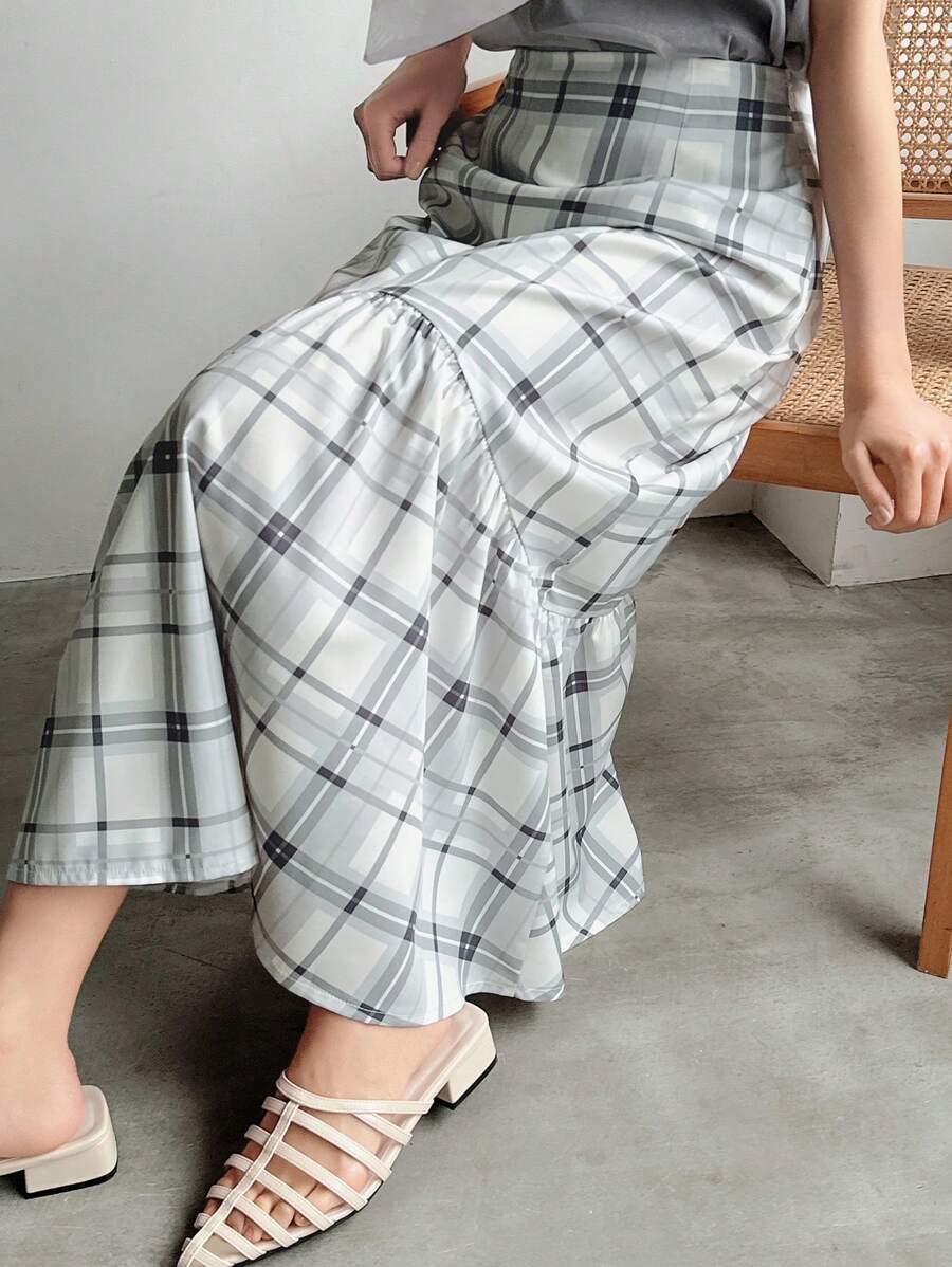 FRIFUL 女士時尚格紋長裙 - 彩色 - 查看 1