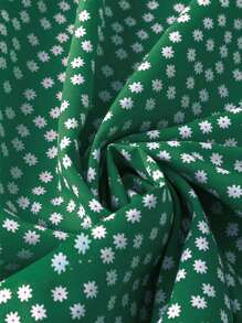 Breezaya Đầm tay ngắn cổ chữ V in hoa phong cách ngày lễ mùa hè cho nữ - màu xanh lá - Xem 4