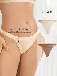 Ocili 2 piezas/Conjunto de tanga sexy con detalles de cinta de unicolor y parte adhesiva parte posterior - Multicolor - Ver 5