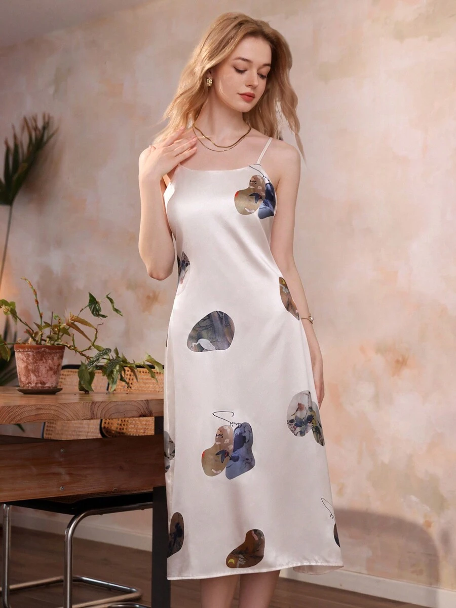 Aveloria Vintage Elegant Slim-Fit Fashion Pattern Printed Waist-Cinched Women Dress