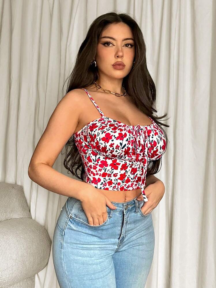 Firerie Ladies' Floral Print Crop Cami Top Perfect For An Elegant Vacation - Multicolor - View 4