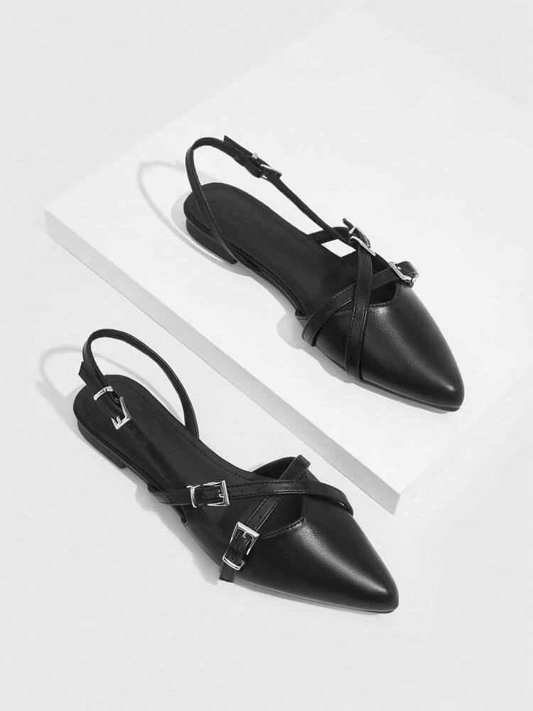 CUCCOO BIZCHIC Women's Pointed Toe Flat Shoes With Metal Buckle, Sexy Style For Summer Elegant Basics Business Casual Business Chic Spring Shoes Spring Break Easter For Christmas