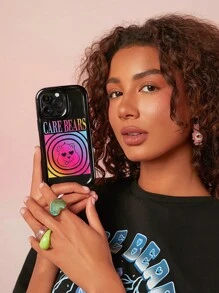 SHEIN X Care Bears 黑色愛心熊音樂節手機殼