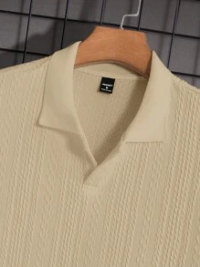 Manfinity VCAY Men Summer Casual Solid Texture Short Sleeve Polo Shirt