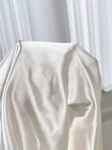 SHEIN Privé Women Fashion Solid Color Short-Sleeved Glossy Shirt - Beige - View 3