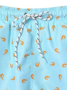 Surfspeed Bermudas de playa para hombres con cintura ajustable y estampado - Azul menta - Ver 5
