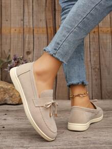 Damen Große Größen Modische Bequeme Flache Schuhe, beige Loafers