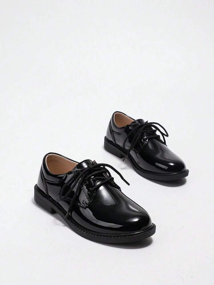 children's shoe store flushing ny leather dress shoes Shein |Spring New Young Boys' British Style Tween Children's Dress Shoes For Formal Occasion, Black