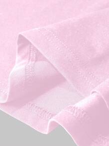 Flirla Round Neck Short Sleeve T-Shirt With English And Number Print For Summer - Pink - View 5