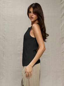 MUSERA Top de tirantes de punto negro informal para vacaciones de verano