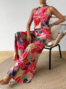 Breezaya Women's Bohemian Tropical Print Halter 2-Piece Set, Summer