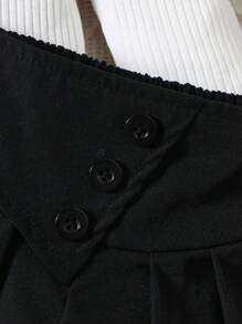 Babymeisjesset Zwarte gebreide trui met lange mouwen + korte broek + muts + sjaal 4 stuks