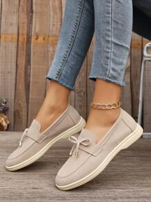 Damen Große Größen Modische Bequeme Flache Schuhe, beige Loafers