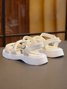 2024年夏季新款女童涼鞋兒童時尚公主平底防滑軟底大童沙灘鞋 - 米色 - 查看 3