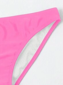 Swim Basics Solid Color Elastic Bikini Bottom For Summer Beach - Pink - View 4