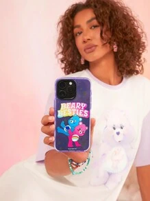SHEIN X Care Bears 紫色邊框透明手機殼 - 無色 - 查看 2