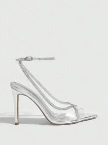 CUCCOO SZL Women Sexy Fashion Open Toe Rhinestone Cross Strap High Heels, Graduation Heel, Prom Heels For Summer Vacation Shoes Summer SaleSexy Party Baddie Chic Gorgeous Style